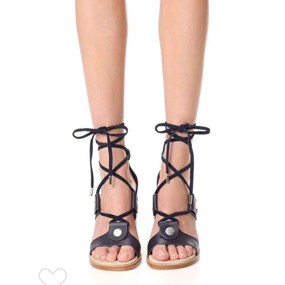 Rag & bone tie navy blue leather heels - Picture 3 of 7